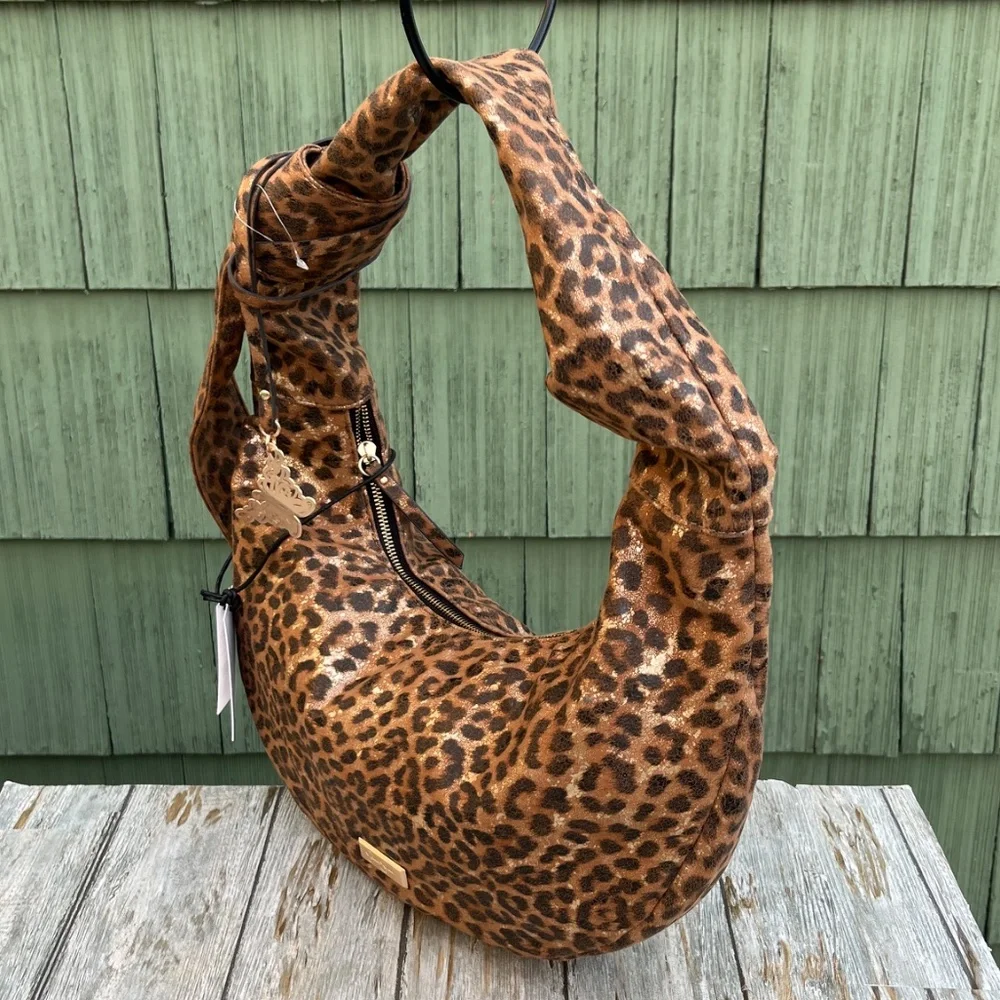 Jessica Simpson Leopard Print Hobo Bag in Brown and Black